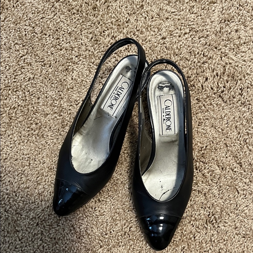 Black Vintage 1990s Calderone Leather Women's Shoes Size 6.5